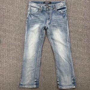 True Luck Mens Straight Leg Jeans 32 Medium Wash Blue Contrast Stitch Western